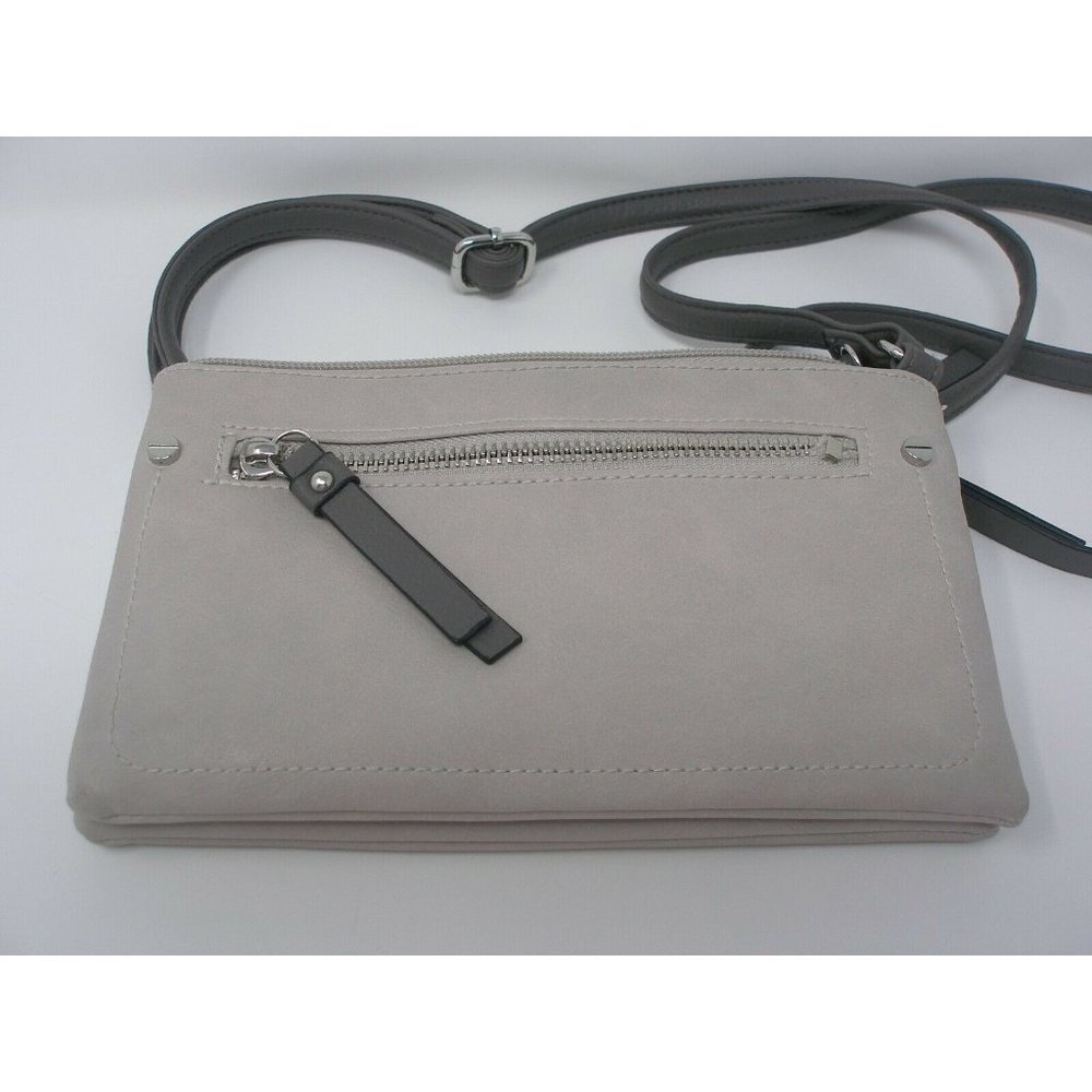 Faux Leather - Small Gray Wallet Crossbody Purse (w/ 6 pockets)